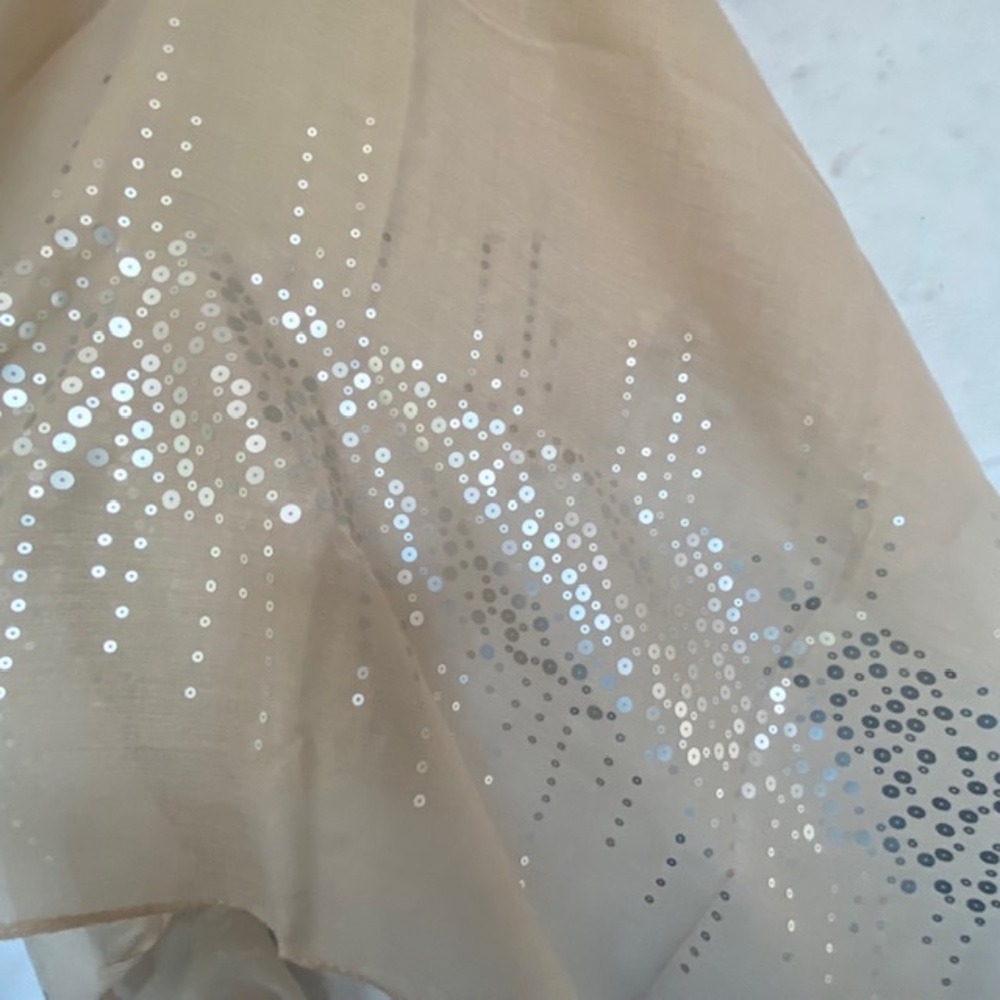 Semi Sheer Lightweight Silver Sequin Embellished Shawl - Picture 8 of 12